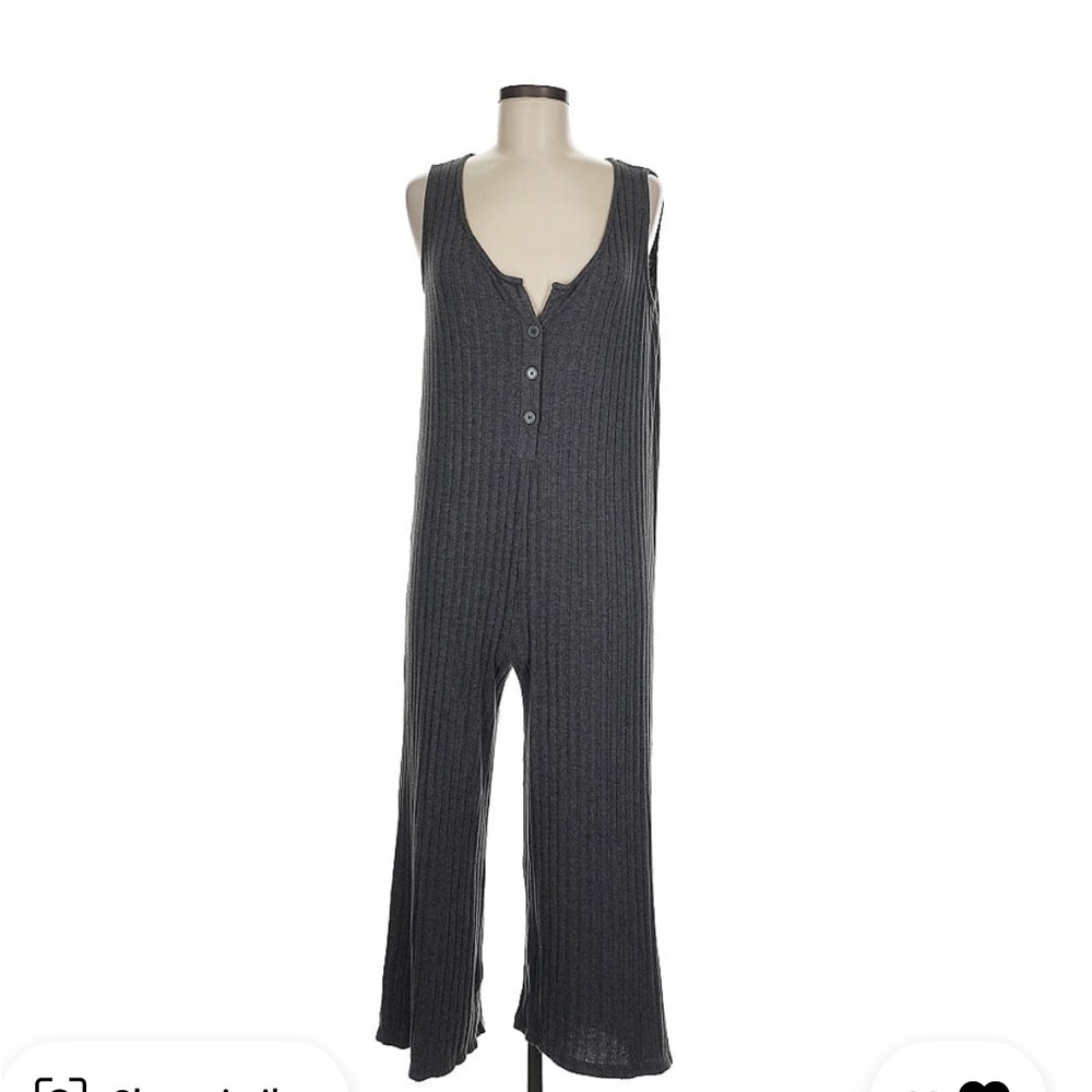 Gray Sleeveless Ribbed Jumpsuit